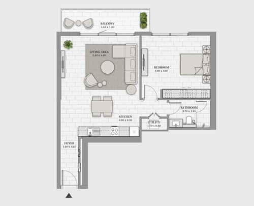 Floor plan - 1 BEDROOM TYPE 01 A -  La Vie, Live by the beach - Dubai Properties   - etamea.com
