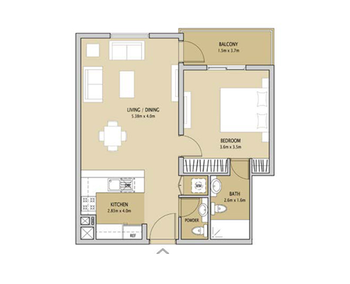 Floor plan - 1 Bedroom Type 6 -  Remraam Apartments  - etamea.com