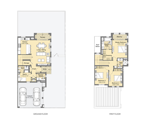 Floor plan - 3 Bedroom + Maid Townhouse - End Type B -  Casa Viva  - etamea.com