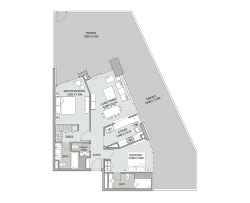 Floor plan - 2 Bedroom Type 04 Init 6A Tower 1 -  Bellevue Towers  - etamea.com