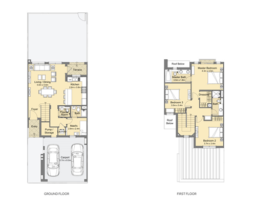 Floor plan - 3 Bedroom + Maid Townhouse - Mid Type C -  Casa Viva  - etamea.com
